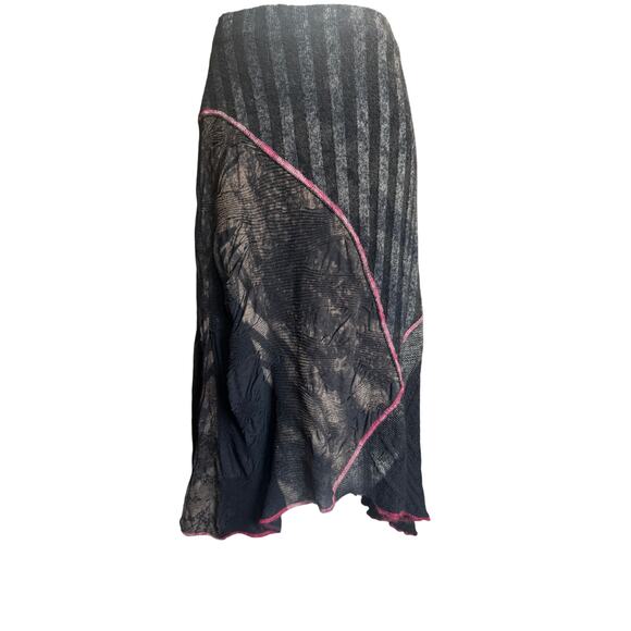 Vintage Yoshi Yoshi by PJ Skirt Asymmetrical Hem Lagenlook Mixed Fabrics Size L - Picture 1 of 7